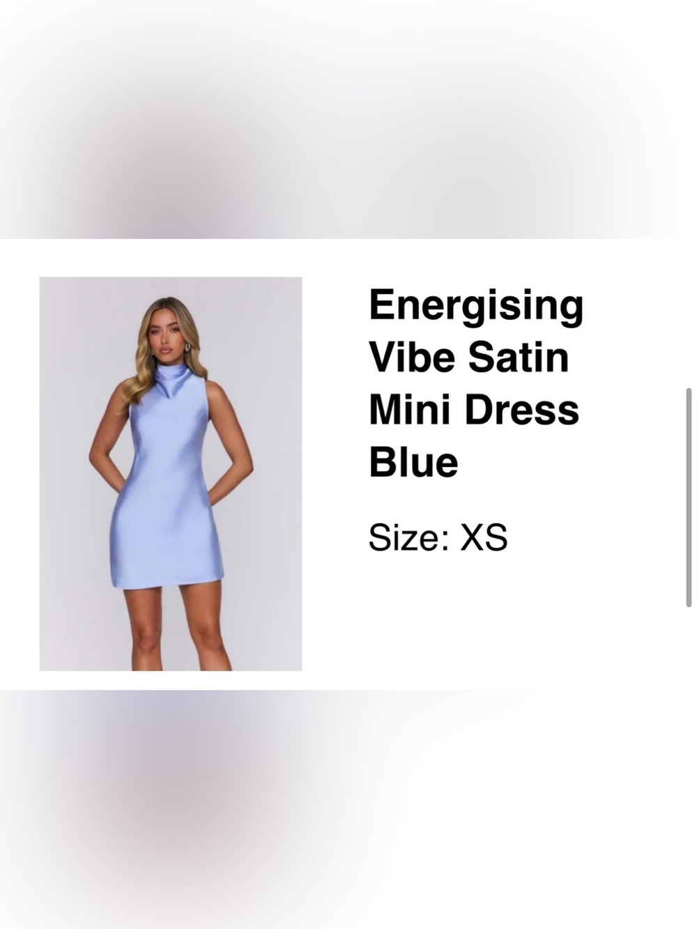Satin High-Neck Mini Dress in Light Blue